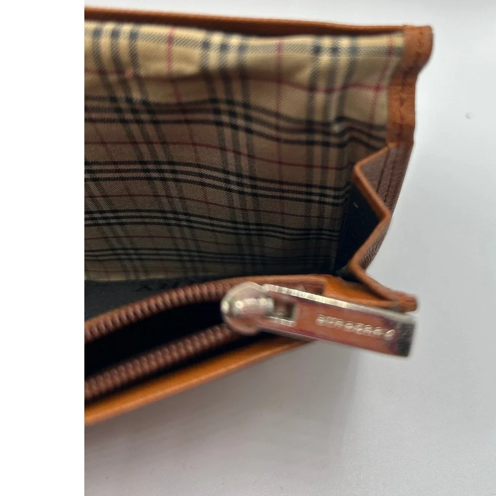 Burberry Brown Leather Haymarket Check Long Wallet #358